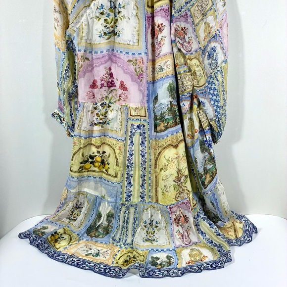 Camilla Gathered Panel Silk Mini Shirt Dress Botanical Ballads Large NWT - Picture 13 of 17